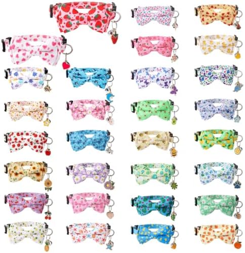 30Pcs Breakaway Cat Collars with Bowtie Adjustable Cat Collars by Guiqulai