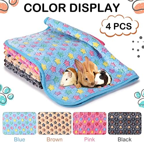 Reginary 4 Pcs Guinea Pig Fleece Cage Liners, Star Pattern, 28 x 56 Inch - Image 6