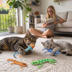 CiyvoLyeen Plush Lizard Catnip Toys with Tree Trunk-shaped Pouch 5 Pack - Image 6