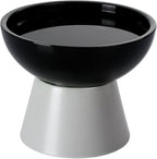 LoeJan Elevated Cat Food and Water Bowls Set, Extra Wide and Raised Ceramic Feeder, Anti-Vomit Whisker-Free Pressure Feeding Bowl for Kittens Adult Small Dogs (Black)