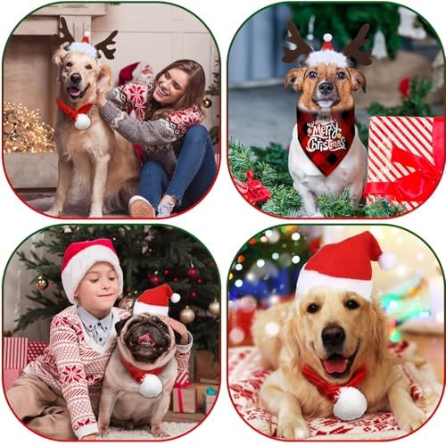 SATINIOR 4 Pcs Christmas Pet Costume Santa Hat Reindeer Antler,Funny Style - Image 5