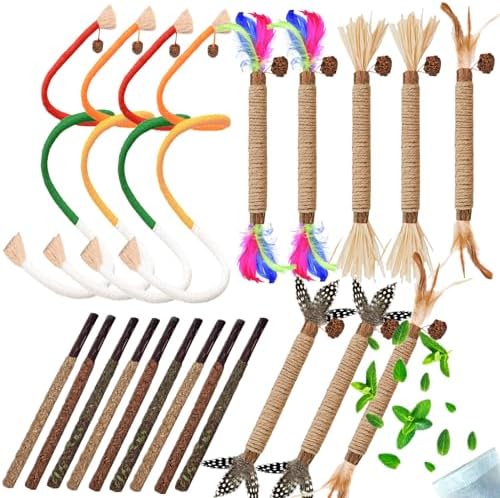 Cat Toys 21PCS Mix Catnip Chew Rope Silvervine Stick for Indoor Cat by GREMBEB