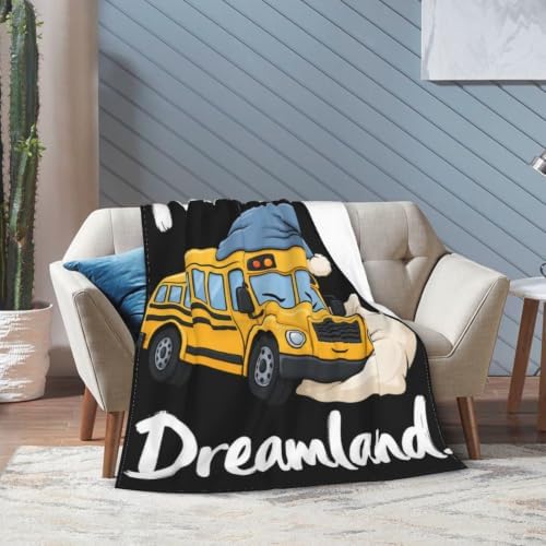 Sleepy School Bus Blanket Throw Gift for Girls Women 60"X50" - Image 2