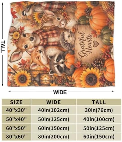 Thanksgiving Fall Blanket Animals Pumpkin Throw Stuff Gifts 80"x60" - Image 3