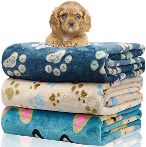 Rezutan Small Dog Blanket, Soft Puppy & Cat Flannel 3 Pack, 23"x16" by Rezutan