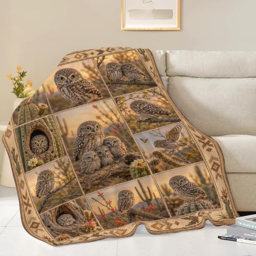 Desert Elf Owl Throw Blanket Gifts for Girls Women 50"X40" - Image 3