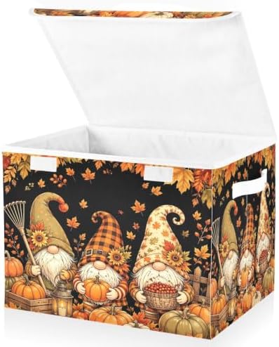 Bolaz Gnome Pumpkin in Autumn Storage Bins with Lids and Handles, Storage Box Basket with Cover Collapsible Organizer Containers for Home Closet, Shelves by Unknown
