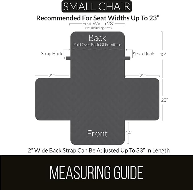 Sofa Shield® Couch Armchair Covers for Dogs, Reversible Furniture Protector with Strap, Stain and Tear Resistant Cushion Cover, 23 inch Seat, Machine Washable Slipcover Dog Pets Cats, White