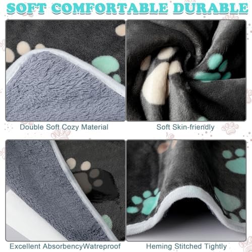 Reginary 4 Pcs Guinea Pig Fleece Cage Liners, Cute Paw, 24 x 16 Inch - Image 6