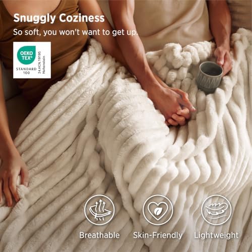 Bedsure Soft Twin Blanket for Bed Decor Gifts Khaki 60"x80" - Image 3