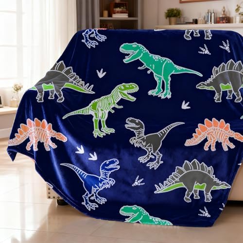 COMFAR Dinosaur Blanket for Boys, Dinosaur Glow in The Dark Blanket for Kids/Toddler/Baby, Soft Fleece Blankets and Throw, Birthday 50"x 60" - Image 4