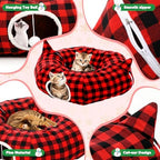 Dansydaisy Cat Tunnel Christmas Tree Skirt Red Black, 33.9 Inch Bed Cave - Image 3