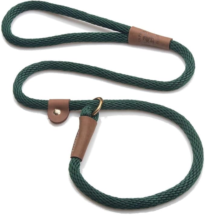 Mendota Pet Slip Leash - Dog Lead and Collar Combo - Made in The USA - Hunter Green, 1/2 in x 4 ft - for Large Breeds