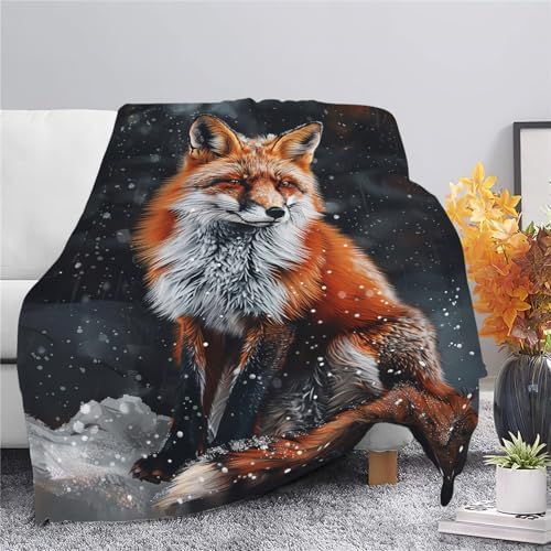 Red Fox Blanket Cute Orange Fox Throw Blanket Gifts for Girls Boys Kids Women Men Adults Super Soft Cozy Plush Fluffy Fuzzy Fleece Blanket Home Decor 40''X50'' - Image 3