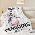 Penguin Blanket Cute Penguin Throw Blanket Gifts for Girls Boys Kids Women Men Adults Super Soft Cozy Plush Fluffy Fuzzy Fleece Blanket Home Decor 50''X60'' by Fuzawet
