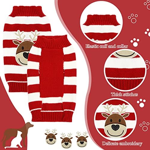 4 Pieces Christmas Dog Sweaters - Holiday Puppy Snow Elk Reindeer Snowman Elf Winter Knitwear Warm Clothes Funny Party Cosplay Dress for Small to Medium Dogs Cats (Medium) - Image 6