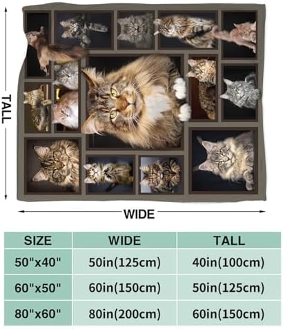 Cat Blanket for Girls Women Boys Men Adults Kids Soft Cozy Fleece Maine Coon Throw Blankets Gifts for Cat Lovers Warm Flannel Plush Stuff Lightweight Decorative for Couch Bed Sofa 80"X60" - Image 7