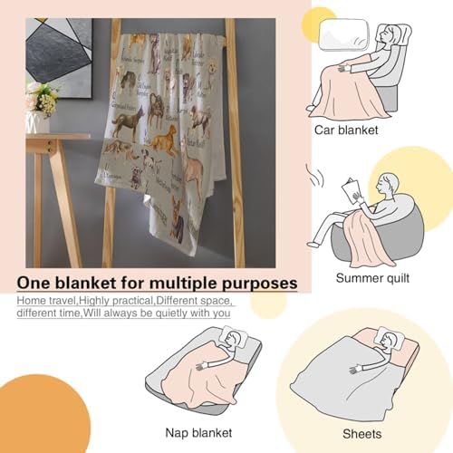Dog Type Blanket, Dog Alphabet Truck Blankets, Gift for Girls Dog Type Lover, 60"x80" Soft Lightweight Plush Throw Blanket for Couch Bed Sofa Decoration - Image 6