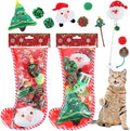 Shappy 2 Sets 22 Pcs Christmas Cat Stocking Toys with Cat Sticks Shaped Santa, Xmas Tree, Yarn Balls, Toy Mouse, Xmas Stocking Pet Set, Interactive Pet Gifts by Shappy