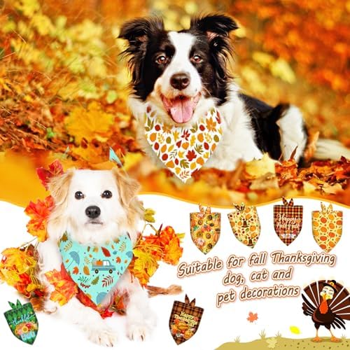 60 Pcs Fall Thanksgiving Dog Bandanas Bulk Adjustable Dog Scarves Pumpkin Turkey Puppy Bandanas Autumn Pet Neckerchief Washable Holiday Bandana for Small Medium Large Dog Pet Grooming Accessories - Image 6