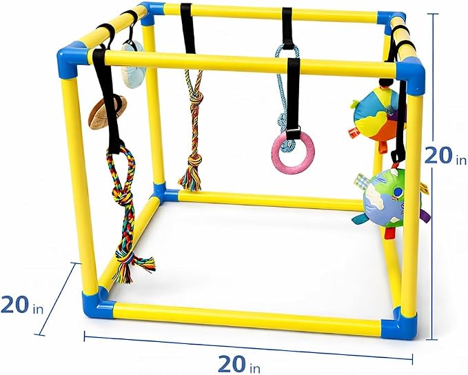 Puppy Play Gym with Five Hanging Toys and Lightweight PVC Frame | Five detachable hanging toys engage your puppy to keep them entertained and active indoors.