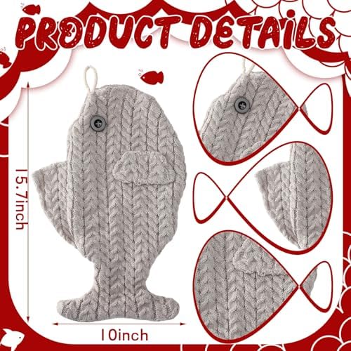 Coume 3 Pcs Cat Xmas Fish Stocking 15.7 in, Multicolor, Knitting - Image 2
