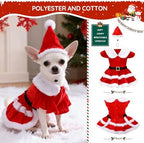 Dog Christmas Dress – Red Velvet Santa Claus Outfit with Christmas Hat for Small Dogs & Cats (5-38 lbs), Perfect Holiday Costume for Pets - Image 3