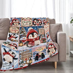 Penguin Christmas Throw Blanket Cute Snowflake Print Gifts 50''x60'' - Image 5