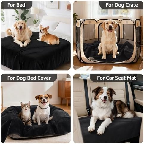 LOOBANI Waterproof Dog Blanket for Small Dogs, Pet Blanket 30" x 40", Black - Image 4