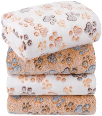 LINENLUX Dog Blankets 4-Pack, Super Soft Fluffy Fleece Pet Throw Warm by LINENLUX