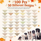 Huhumy 100Pcs Fall Dog Bandanas Bulk Autumn Pet Scarf Bib Neckerchief Decor - Image 4