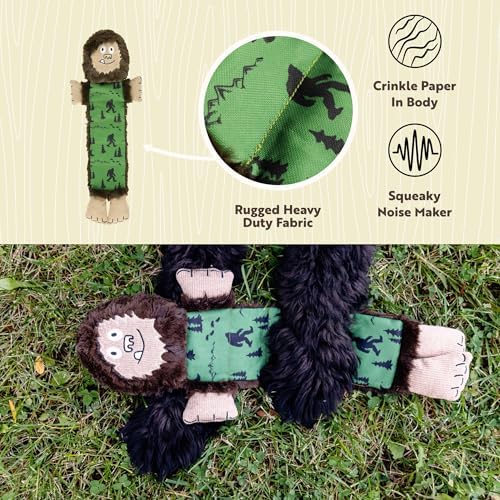 Lazy One Bigfoot Squeaky Dog Toy, Soft Crinkle Toy for Dogs, Durable Fabric - Image 4