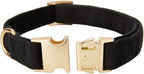 Soft Corduroy Dog Collar and Leash Set Adjustable Durable Dog Collars with Metal Buckle and Lead for Small Dogs,Black