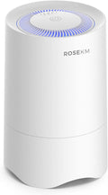 Rosekm Small Air Purifier for Home Bedroom, Personal Desk Mini Air Purifier, Room Hepa Air Purifier Fresheners Cleaner for Dorm, Pets, Smoke, Desktop, Office (White)