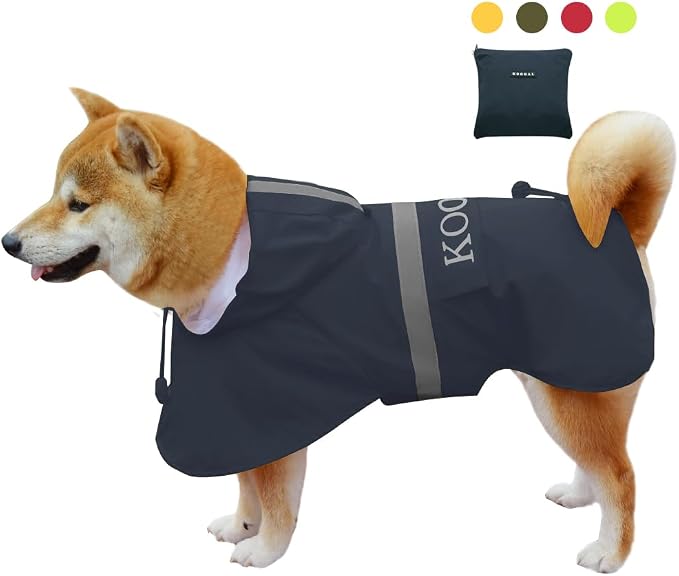 Hooded Pet Dog Raincoat for Small Sized Apparel Poncho Waterproof,Dog Clothes,Dog Jacket, Dog Raincoats Jacket for Small Sized Dogs(Navy Blue,2XL)