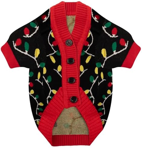 Dog Christmas Sweater Red Plaid Cardigans Dog Christmas Outfit Soft Warm Knitted Pet Clothes Cold Weather Puppy Clothes for Small Medium Large Dogs Cats by BAOBICUTE