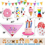lilfrd 9Pcs Pink Dog Birthday Toy Set, Squeaky Hat Bandana Gift for Dogs - Image 3