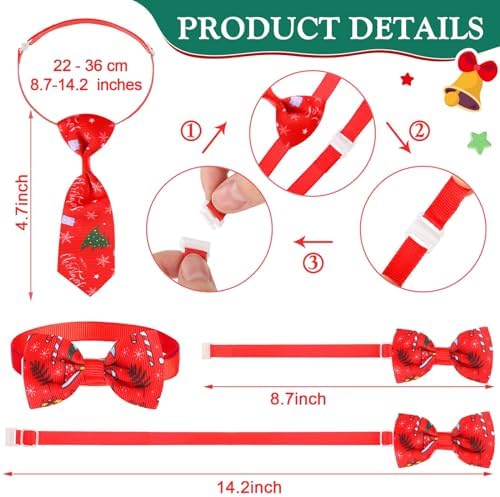 Chunful 150 Pcs Adjustable Christmas Dog Bow Ties & Neckties, Santa Claus - Image 4