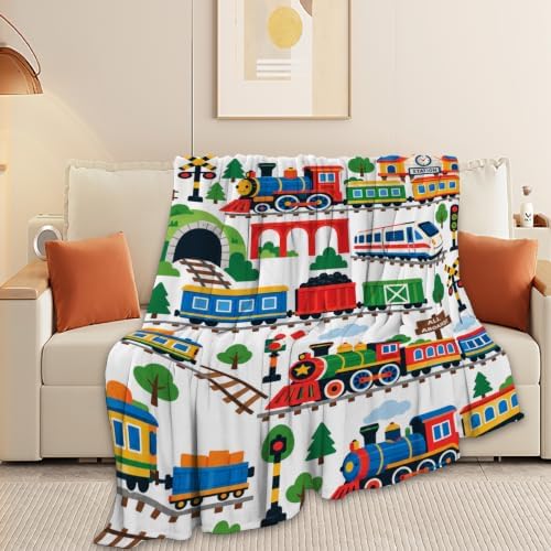 Train Throw Blanket Cartoon Locomotive Railway Print Gifts 60''x80'' - Image 5