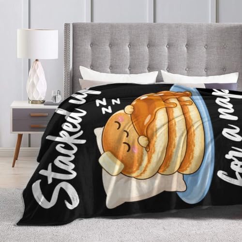 Sleepy Pancakes Blanket Throw Gift for Girls Women 80"X60" - Image 6