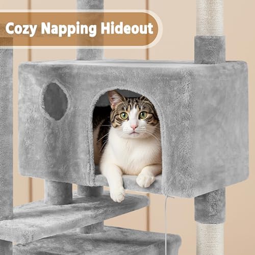 Yaheetech 62in Cat Tree Tower, Double Condo, Multi Platforms, Scratch Posts - Image 5