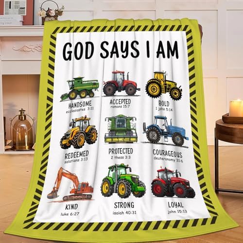 Tractor Throw Blanket Farm Tractor Stuff Gifts for Kids Girls Boys Adults Women Man Soft Cozy Warm Plush Fluffy Fuzzy Fleece Blanket Decor 60''X80'' - Image 3