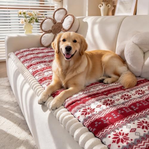 Christmas Couch Cover, Christmas Plush Sofa Cover for Dog Pet 1PC by PJLZJFBY