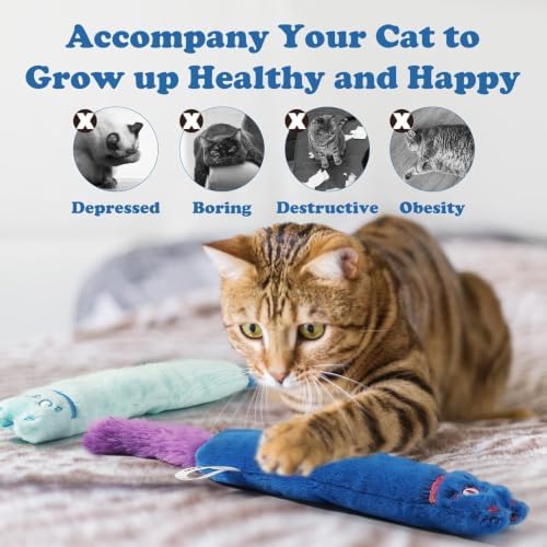 Pawaboo Cat Toys, 2 Pack Plush Catnip Toys with Bell and Crinkle Paper - Image 5