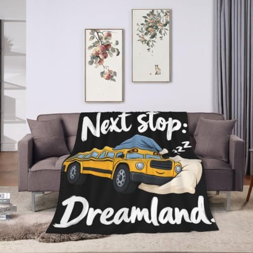 Sleepy School Bus Blanket Throw Gift for Girls Women 60"X50" - Image 3
