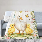 Cute Duck Blanket Duckling Butterfly Floral Throw Gifts 80"x60" - Image 2