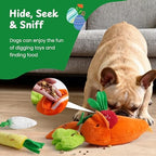 Nocciola Carrot Dog Toys – Easter Squeaky Toys-in-Toys: 5 Small Carrots Inside a Large Plush Carrot with Squeaker & Crinkle Sounds for Small, Medium, Large Breeds, Spring Pet Gifts - Image 4