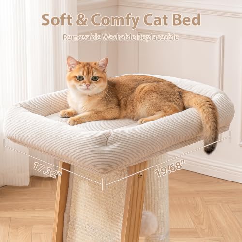 31.5" 3-in-1 Natural Pine Wood Cat Scratching Post Large - Image 4
