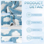 Tatuo 4 Pcs Fleece Dog Blanket for Puppy Cat, Sky Blue, 24 x 16 in, Cloud - Image 5