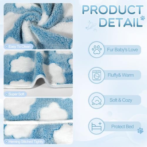 Tatuo 4 Pcs Fleece Dog Blanket for Puppy Cat, Sky Blue, 24 x 16 in, Cloud - Image 5